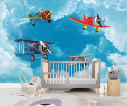 Fototapet pentru copii, Avioane pe cer