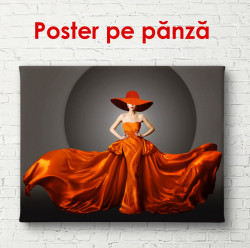 Poster, Doamnă în pălărie luxoasă și rochie roșie