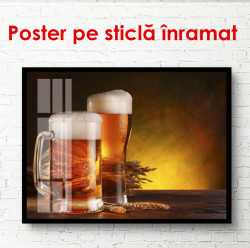 Poster, Două pahare de bere pe fundal maro