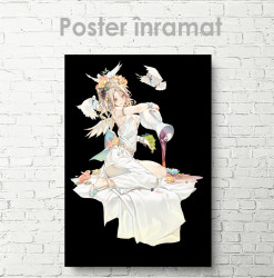 Poster, Fată anime pe un fundal negru