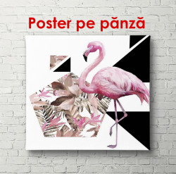 Poster, Flamingo roz pe un fundal abstract