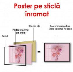 Poster, Flori roz pe un fundal roz
