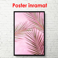 Poster, Frunze de palmier pe fundal roz aprins