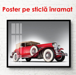 Poster, Mașină roșie pe un fond alb