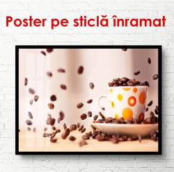 Poster, O cană de cafea cu boabe de cafea