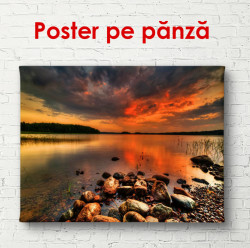 Poster, Peisajul de lacul frumos la apusul soarelui