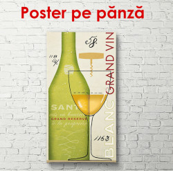 Poster, Sticla de vin cu un pahar pe masă