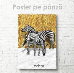 Poster, Zebre pe fond de aur