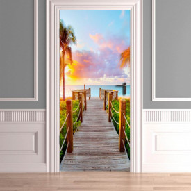 Stickere 3D pentru uși, Plaja liniștită, 1 foaie de 80 x 200 cm