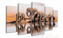 Tablou modular, Elefanți lângă râu