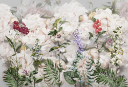 Tablou modular, Flori multicolore pe fundal floral