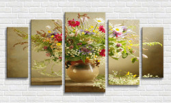 Tablou modular, Un buchet de flori de vară într-o vază