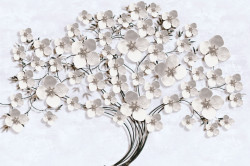 Fototapet, Copac cu efect 3D cu flori albe