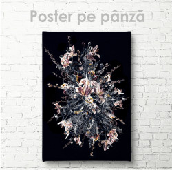 Poster, Buchet abstract de lilii pe fond negru