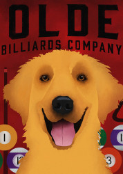 Poster, Câine portocaliu pe fundal roșu