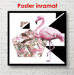 Poster, Flamingo roz pe un fundal abstract