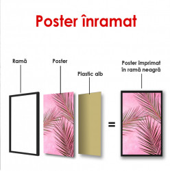 Poster, Frunze de palmier pe fundal roz aprins