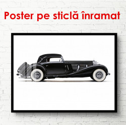 Poster, Mercedes retro negru pe un fond alb