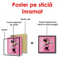 Poster, Mini Mouse pe un fundal roz cu inimi