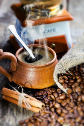 Poster, Pahar cu cafea și boabe de cafea