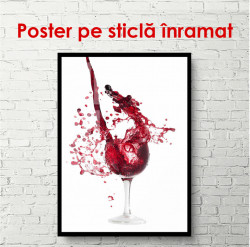 Poster, Paharul cu vin roșu și stropi pe un fundal alb