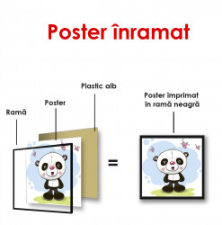 Poster, Panda cu fluturi pe un fundal de primăvară