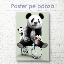 Poster, Panda drăguți pe bicicletă