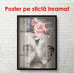 Poster, Portret de femeie frumoasă pe fundalul clădirii