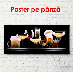 Poster, Set de diverse băuturi pe fond negru
