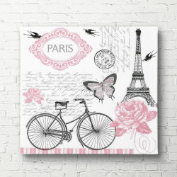 Poster, Turnul Eiffel cu fluturi roz