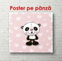 Poster, Ursul panda pe un fundal roz