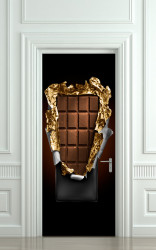 Stickere 3D pentru uși, Ciocolată pe fondul negru, 1 foaie de 80 x 200 cm