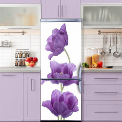 Stickere 3D pentru uși, Flori violet, 1 foaie de 80 x 200 cm