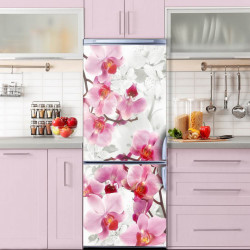 Stickere 3D pentru uși, Orhidee roz, 1 foaie de 80 x 200 cm