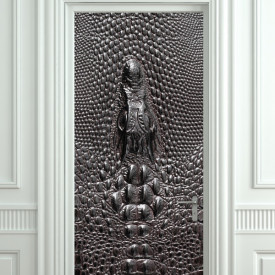 Stickere 3D pentru uși, Textura pielii de crocodil cenușiu, 1 foaie de 80 x 200 cm