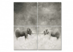 Tablou modular, Elefanți alb-negru.