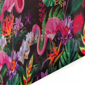 Tablou modular, Flamingo pe un fundal multicolor