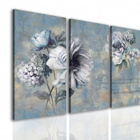 Tablou modular, Flori albastre abstracte.