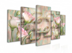 Tablou modular, Flori delicate cu abstractie