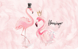 Tapet foto pentru copii, Mister și Miss Flamingo