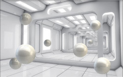Fototapet 3D, Bile albe într-un tunel 3d