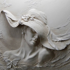 Fototapet 3D, Sculptura unei femei cu pălărie