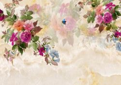 Fototapet, Crenguțe cu flori multicolore