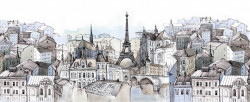 Fototapet, Parisul pictat în culori reci