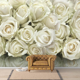 Fototapet, Reflexia trandafirilor albi