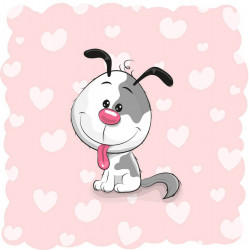 Poster, Câinele pe un fundal roz cu inimi