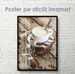 Poster, Căști și o cafea
