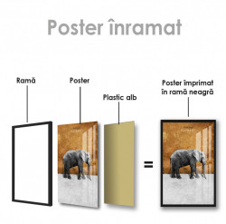 Poster, Elefant pe fundal auriu