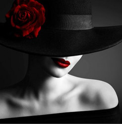 Poster, Pălărie cu trandafir roșu