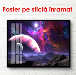 Poster, Pămânul pe un fond de galaxie violet